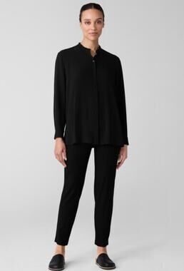 Eileen Fisher Ankle Dress Pants Size L Stretch Zip Elevated Basic Career F3TRE-3